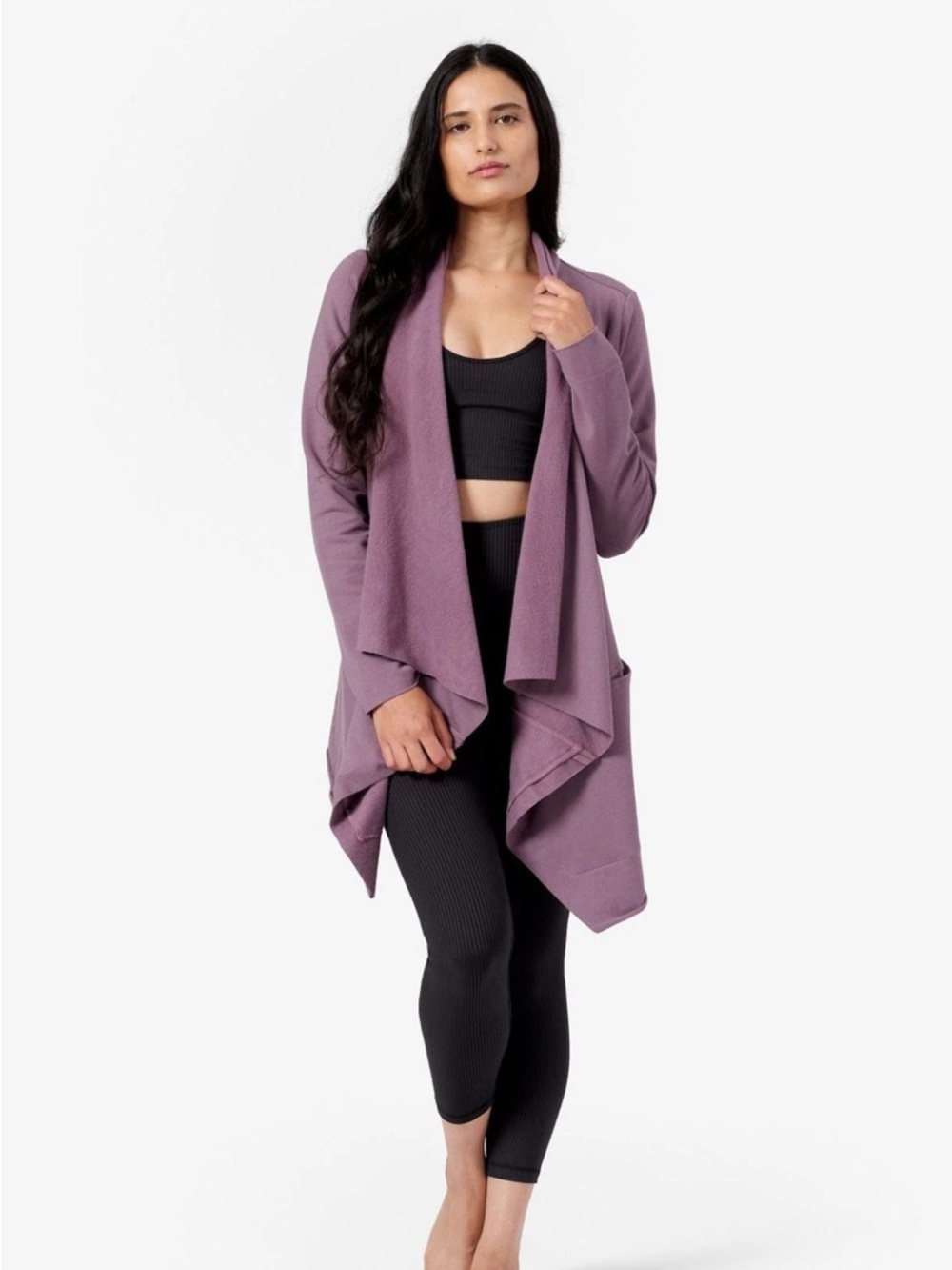 Daub + Design Valencia Jacket Purple Ephemera Bamboo Fleece Oversized Cardigan